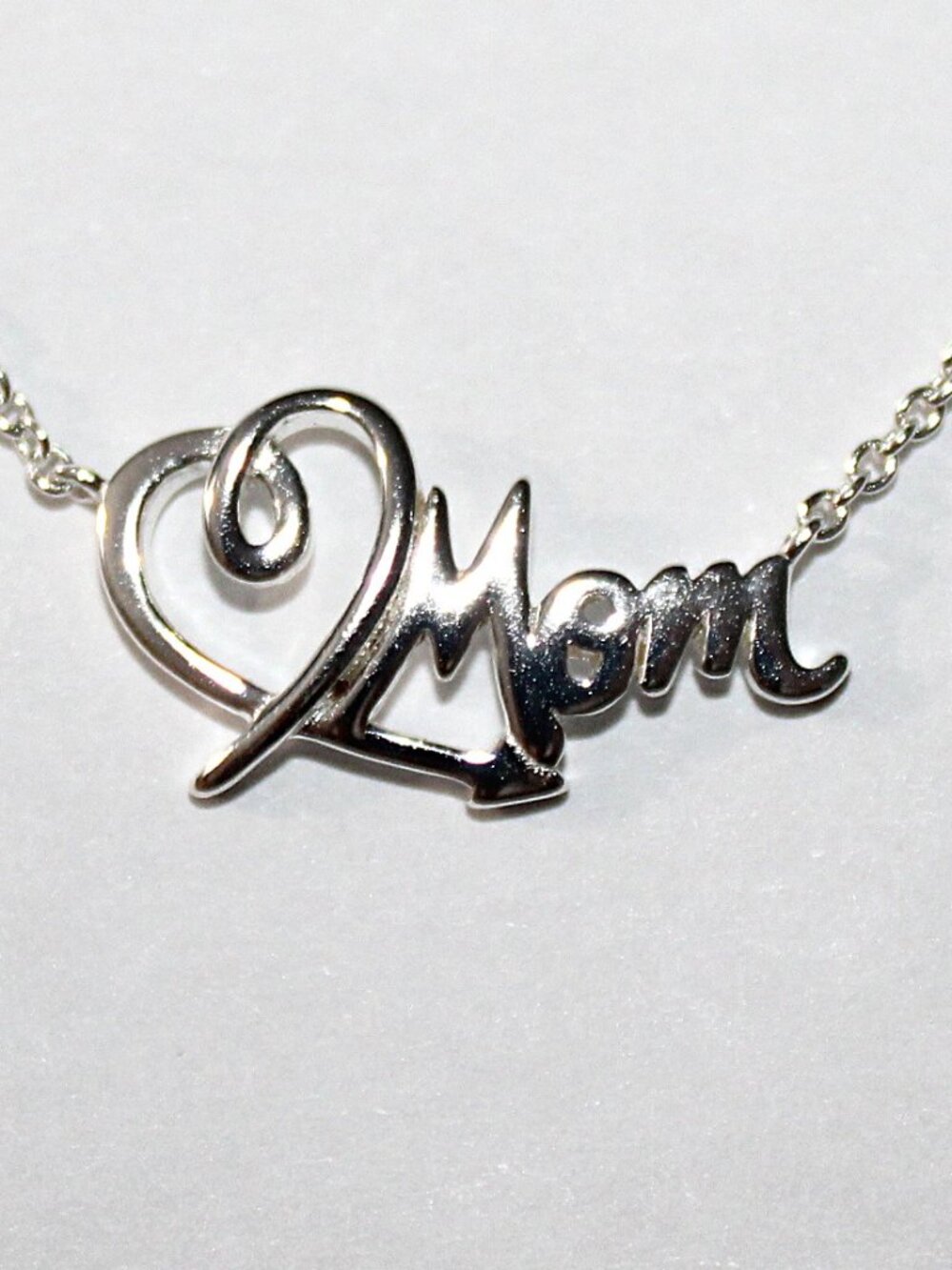 Sterling Silver Mom Heart Necklace